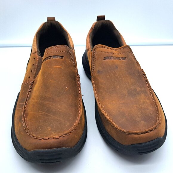 Skechers Mens Expended -Sevenoleather Slip on Leather Slip on Moccasin  - Size 9 - Picture 4 of 16